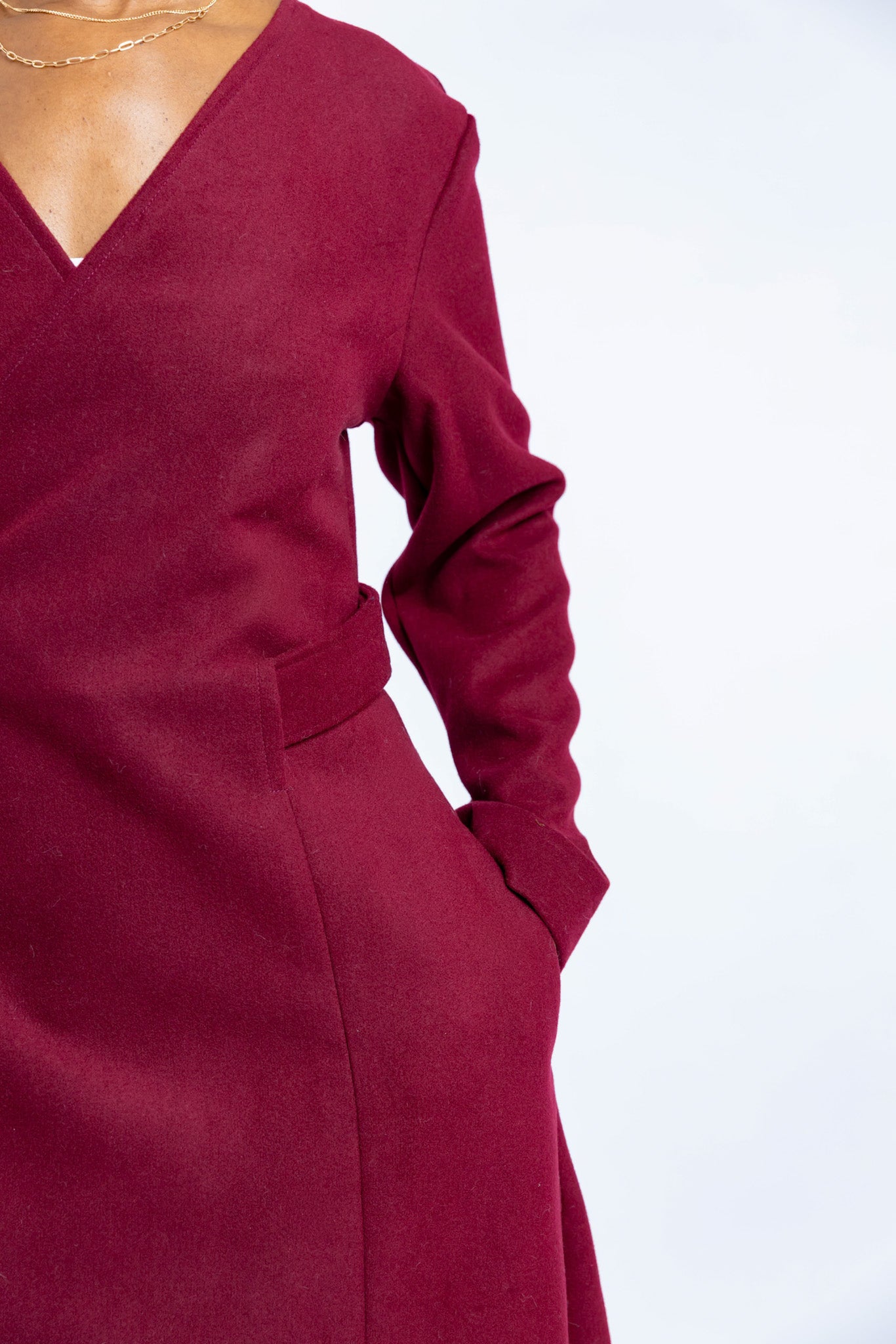 Amari Wrap Coat - Burgundy
