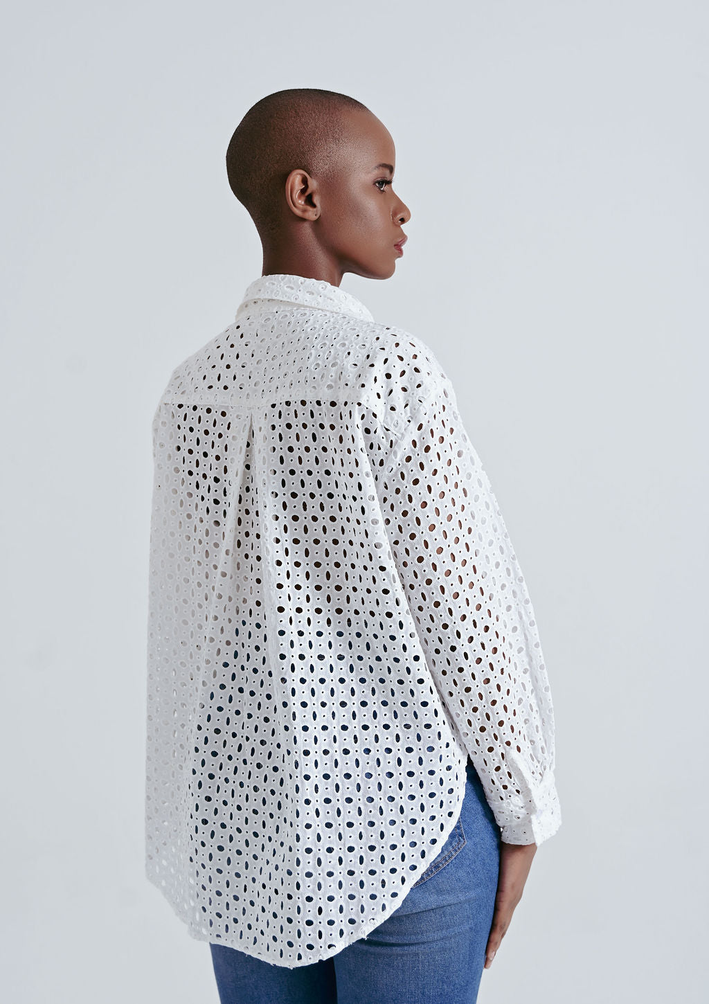 Kulani Asymmetric Broderie Anglaise Shirt