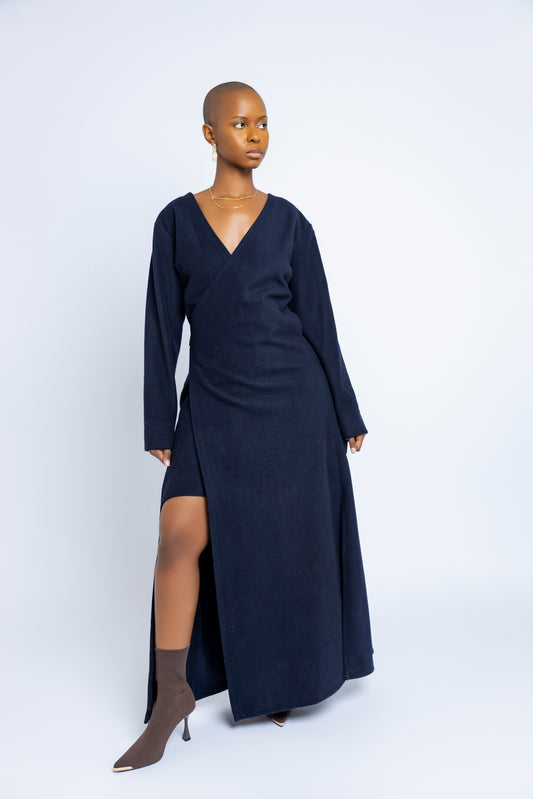 Amari Wrap Coat - Navy