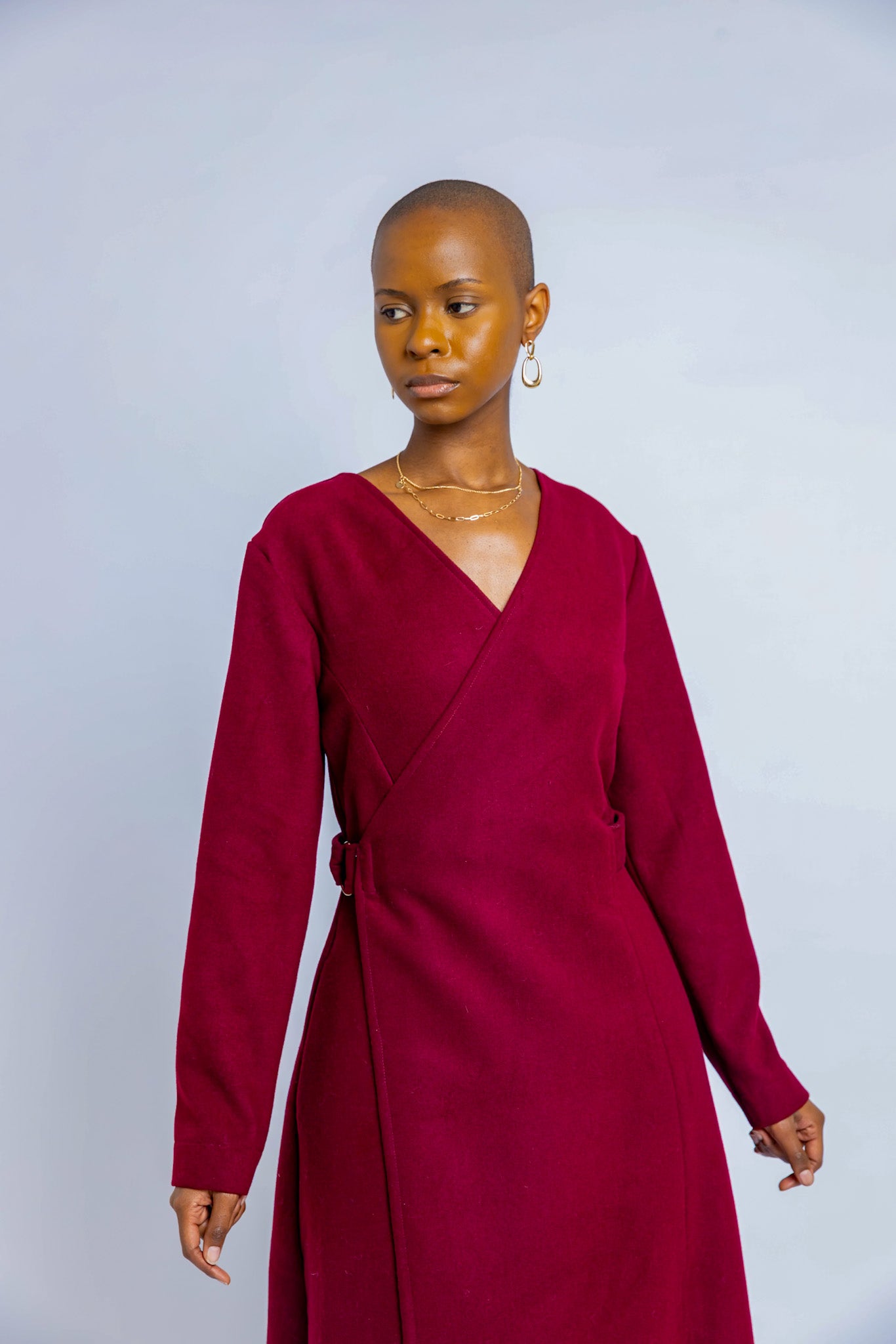 Amari Wrap Coat - Burgundy
