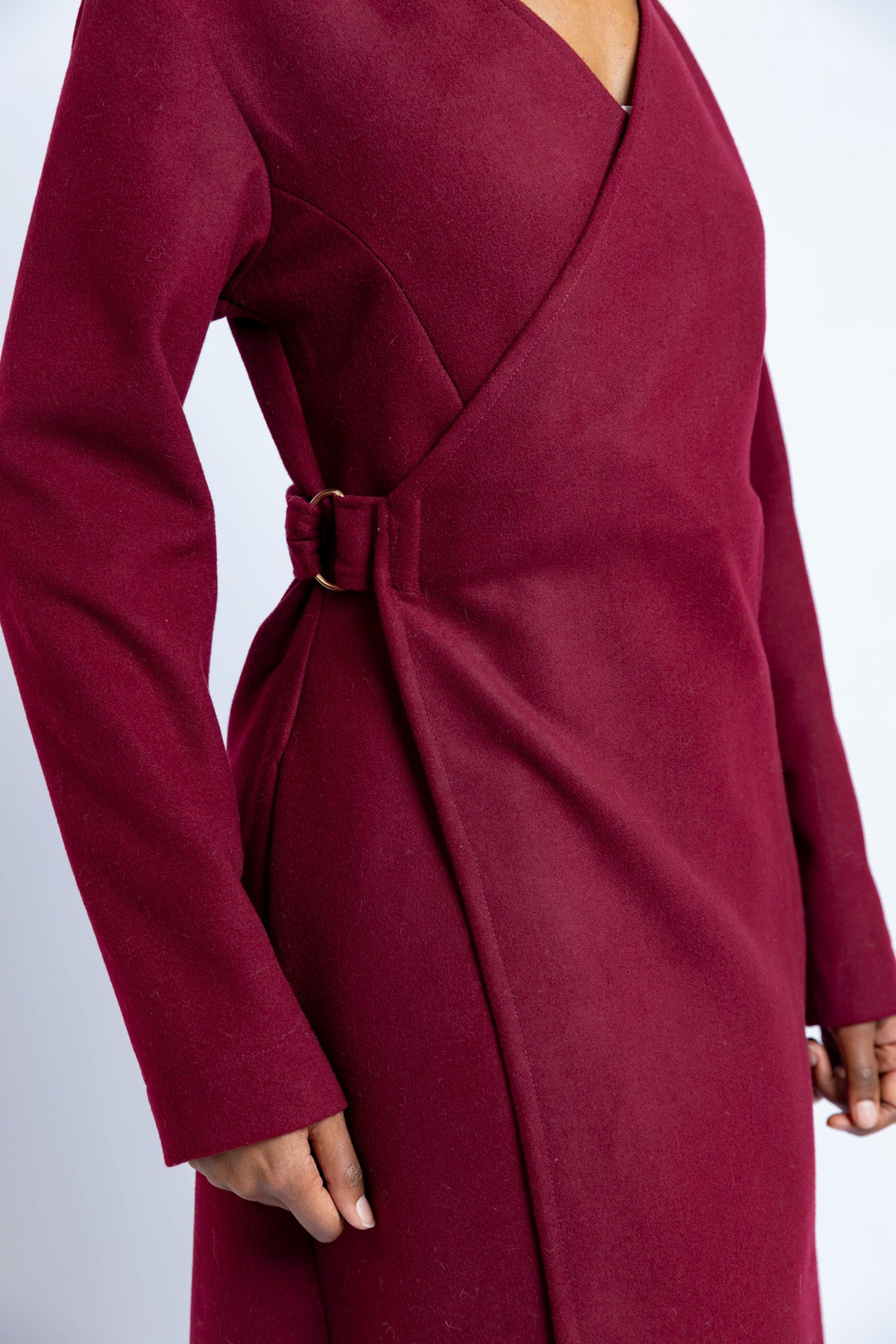 Amari Wrap Coat - Burgundy