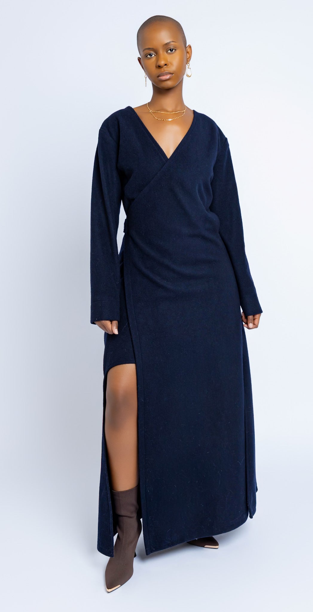 Amari Wrap Coat - Navy