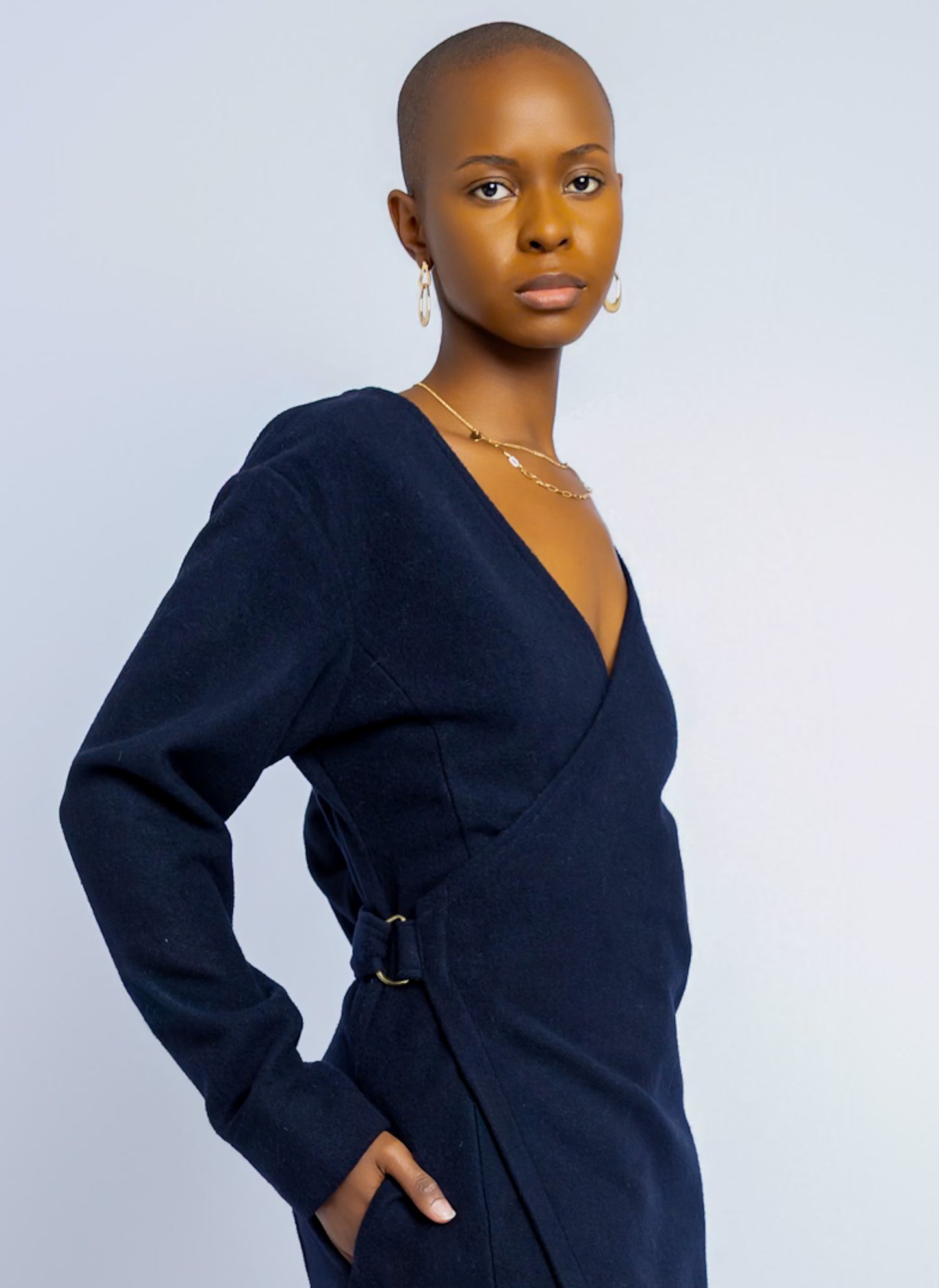 Amari Wrap Coat - Navy