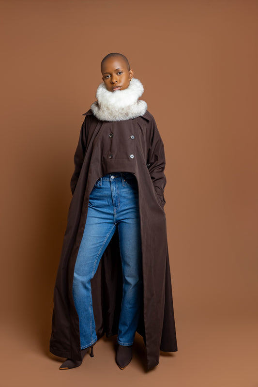 Kulani Cropped Trench Coat - Brown