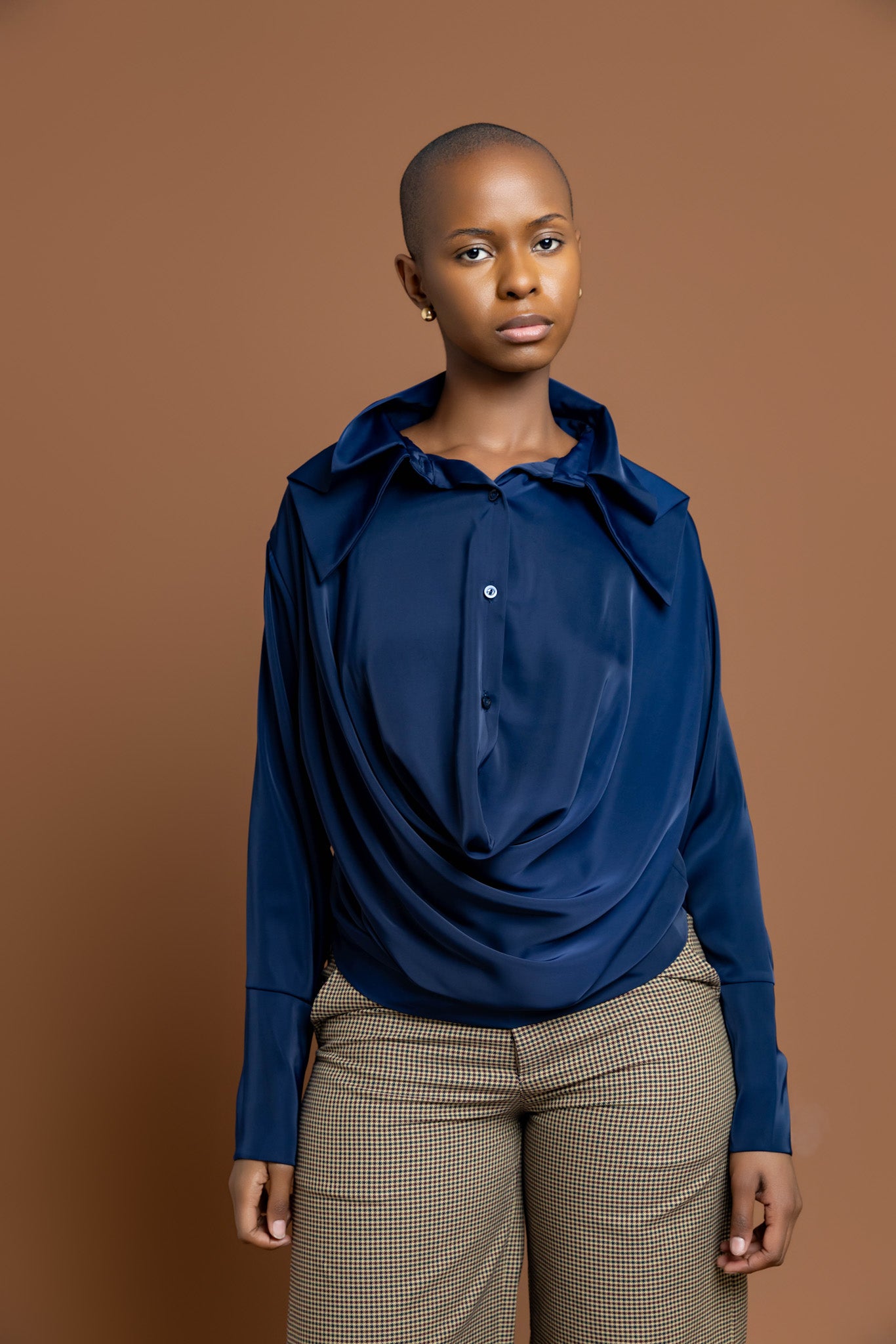 Nala Draped Blouse - Midnight Navy