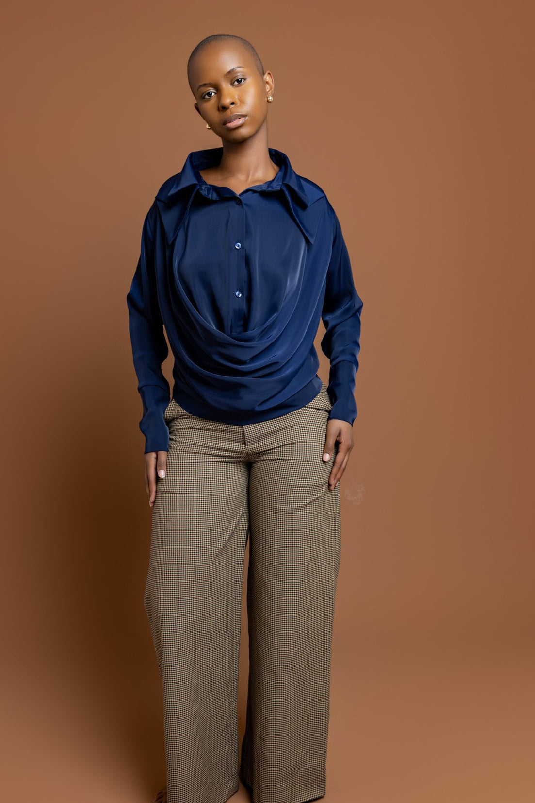 Nala Draped Blouse - Midnight Navy