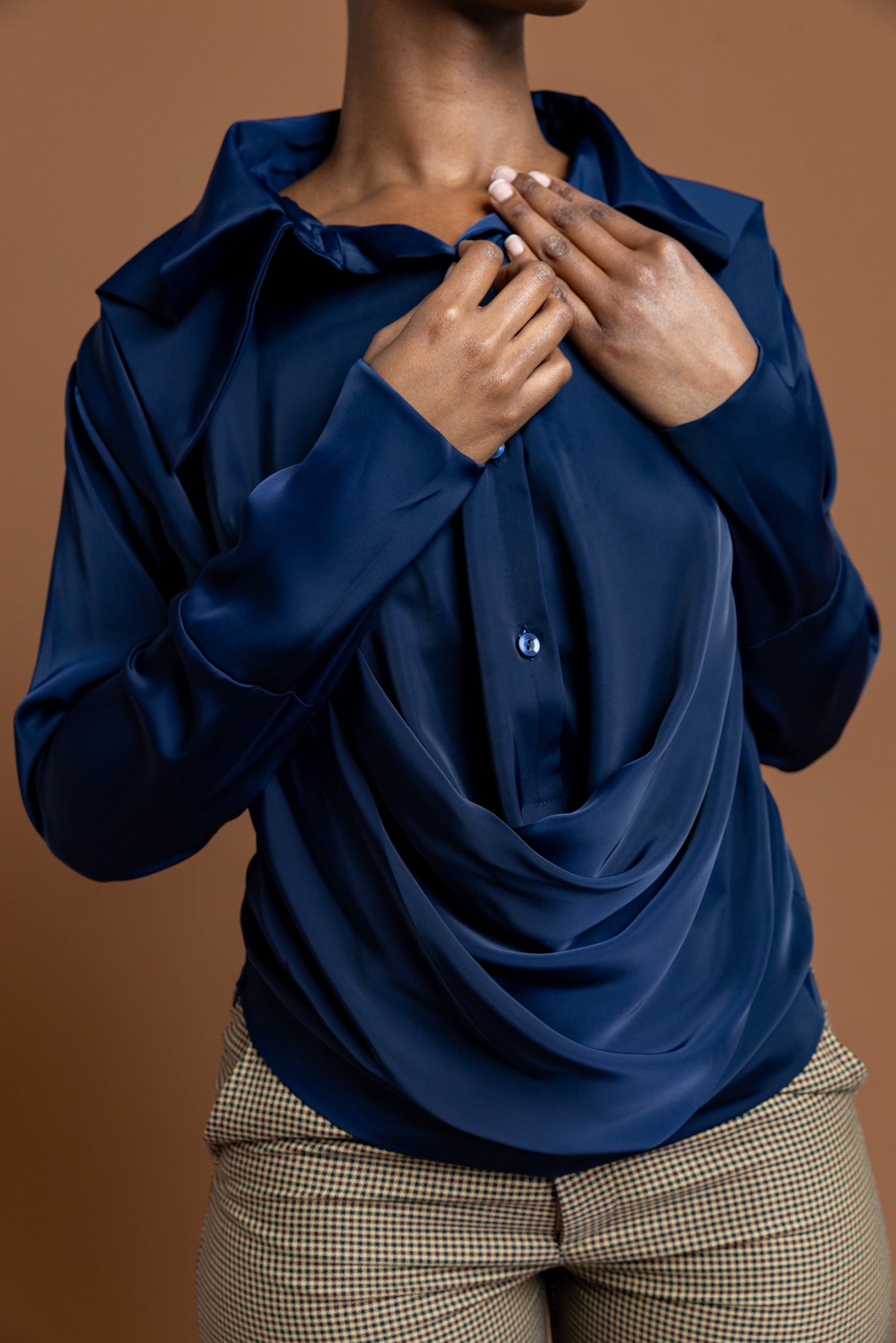 Nala Draped Blouse - Midnight Navy