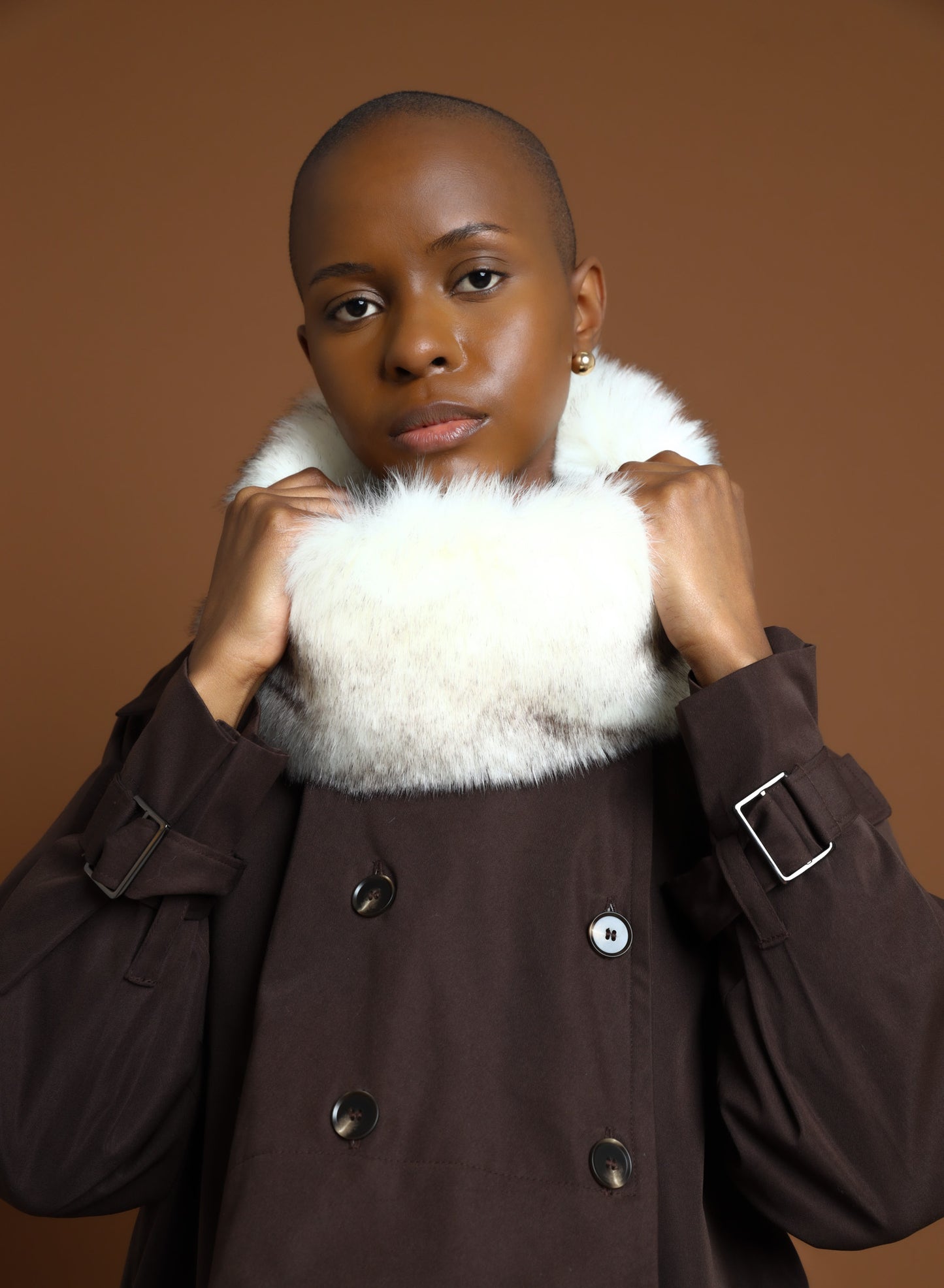 Kulani Cropped Trench Coat - Brown
