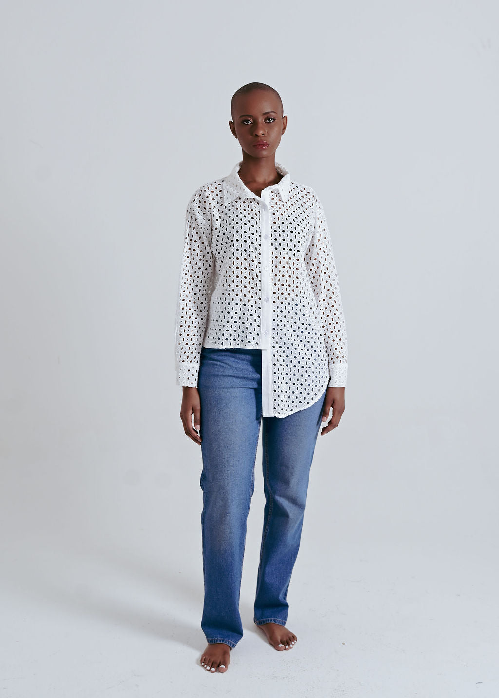 Kulani Asymmetric Broderie Anglaise Shirt